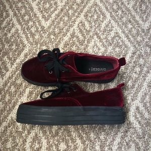 Maroon platform velvet creepers